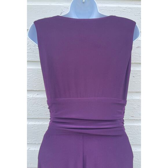 Chaps Dress Faux Wrap Long Maxi Stretchy Size 6 Purple Jersey Sleeveless - Picture 3 of 7